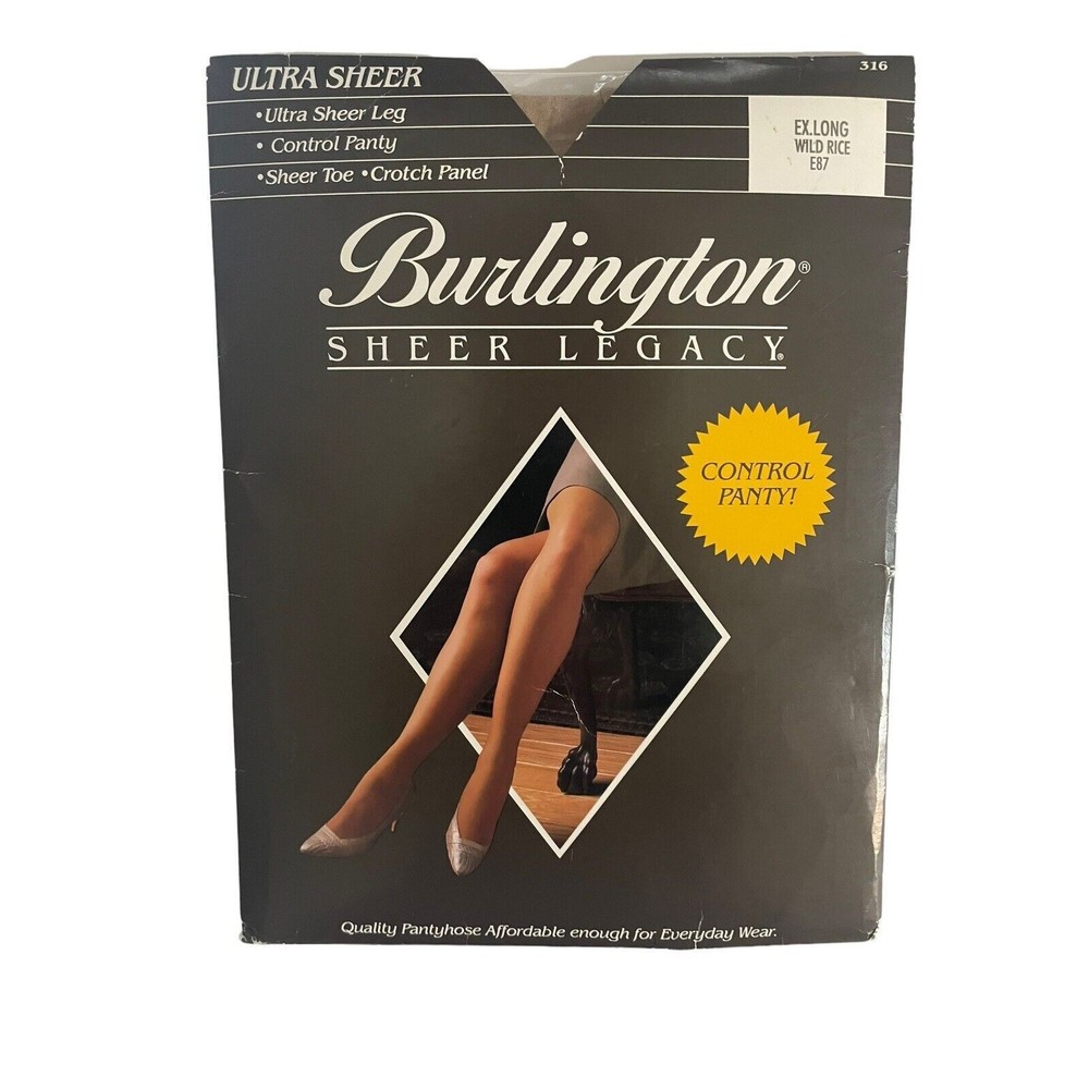 Burlington Sheer Legacy Pantyhose Vintage Extra Long Wild Rice Color E87 Control